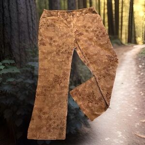 Women’s Pants Size 18W Straight Wide Leg corduroy Brown Print Hipster Y2K EUC